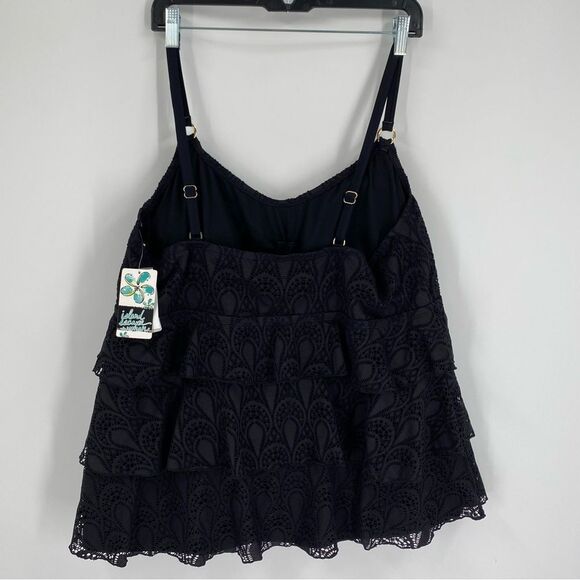 Island Escape Women’s Layered Lined Lace Tankini Swim Tank Top size 24W - Picture 2 of 4